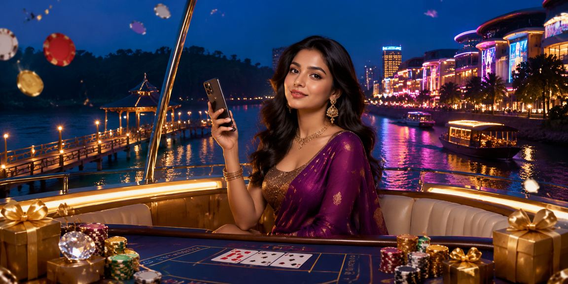 বান্দরবানে নিয়ন আলোয় ব্যাকার্যাট গেম উপভোগ করছেন একজন খেলোয়াড়